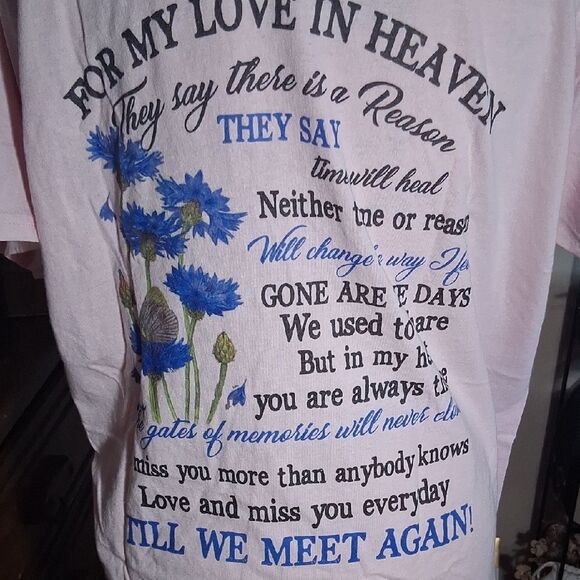 Gildan Pink Memorial Graphic Poem Short Sleeve Tee Size Large - Picture 2 of 11